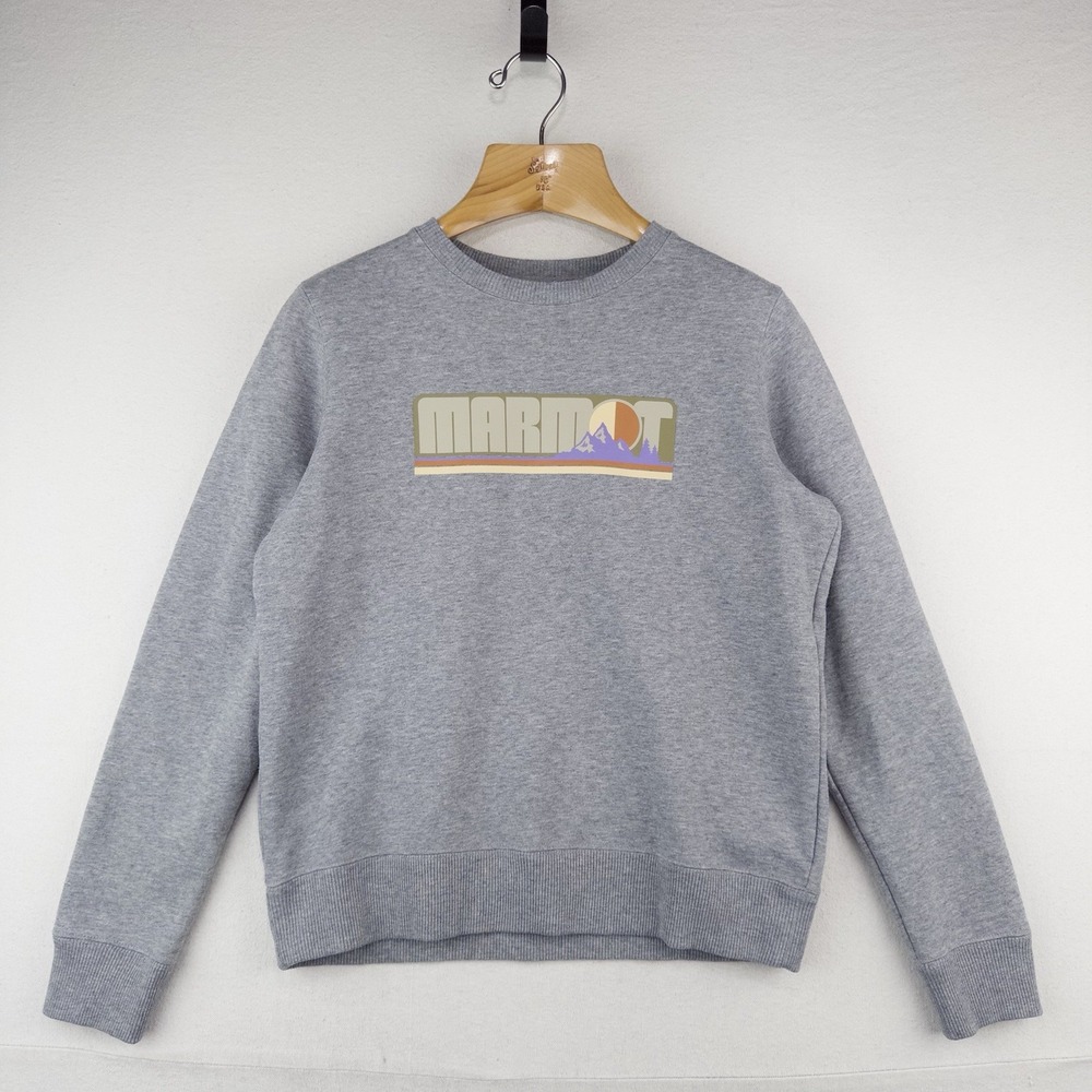 Marmot Montane Crew Sweatshirt Grey Heather Mountain Graphic Women's M